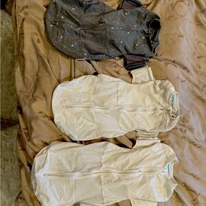 3-pack happiest baby snoo sleep sacks, small, medium and large - used